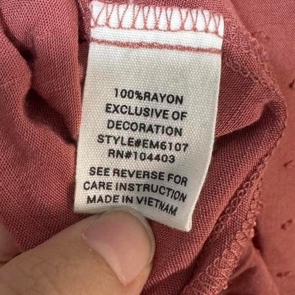 E&M Pink Sleeveless Tiered Babydoll Dress Lace Trim Boho Summer Festival Size S - Picture 8 of 8